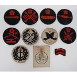 Selection of WW2 Japanese Naval Badges including blue felt on white, Petty Officer line 3rd