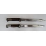 Two Imperial German Seitengewehr M1884/98 Bayonets 10 inch, single edged blades with fullers. The