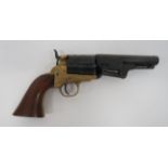 Deactivated Colt Style Converted Cartridge Revolver 9 mm, 4 3/4 inch, blued octagonal barrel.