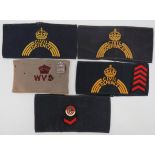 5 Home Front WW2 period arm bands. Derbyshire APP (bearing enamelled badge) ... 3 x CIVIL
