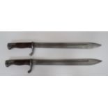 Two Imperial German Seitengewehr M1898/05 Butcher Bayonet 14 1/2 inch, single edged blades