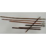 Small Selection of Swagger Sticks consisting white metal, thimble top, Hampshire Reg ... White