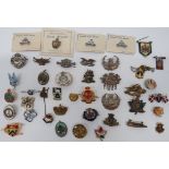 Selection of Various Sweetheart Lapel Badges varied selection including brass Arras ... Gilt and