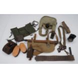 Selection of Various British Military Equipment including tropical, heavy canvas waterbottle.