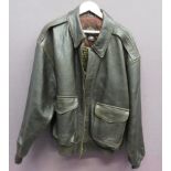 Current US Air Force Avirex Type A2 Flight Jacket short, dark brown, leather jacket. The front