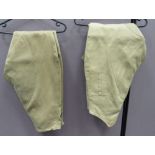 Two Pairs of Indian Manufactured Tropical Breeches fine cord, khaki tan, high back waist, wide leg