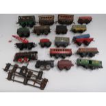 Selection of 0 Gauge Hornby Meccano Trains and Track including pressed tin, clockwork engine ... 2 x