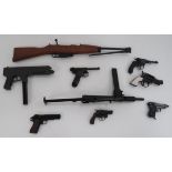 Small Selection of Miniature Guns consisting Italian carbine with folding bayonet ... MKII Sten