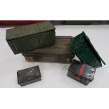 Selection of Various Steel Boxes including steel chest. The front painted with formation badge and