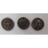 Three Silver Roman Coins consisting Julius Caesar 100-44 BC ... Reverse with elephant on snake ...
