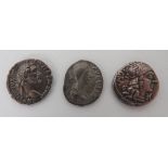 Three Silver Roman Coins consisting Antestius Gragulus 135-126 BC. Reverse with chariot ...