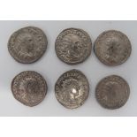 Selection of Silver Roman Coins including 3 x Philip II AD 247-249. All with crowned heads, the