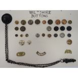 Small Selection of Wiltshire Regiment Buttons including small size gilt 62nd ... Large size gilt