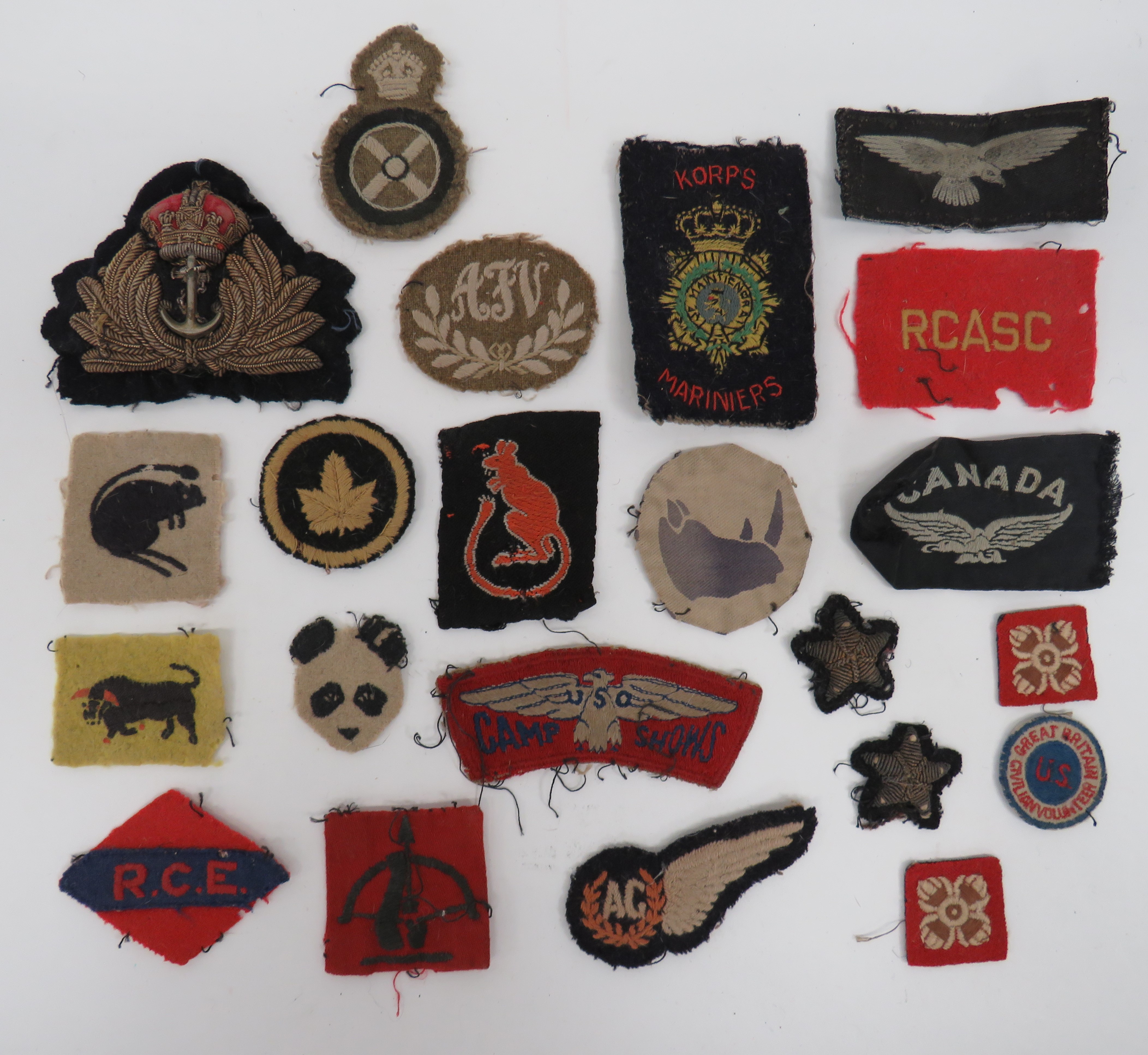 Small Selection of Formation and Other Badges formation include embroidery 9th Armoured Div ... Bevo