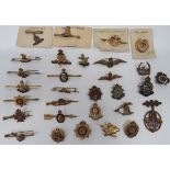 Varied Selection of Military Sweetheart Lapel Badges gilt and enamel badges include KC RAF ... KC