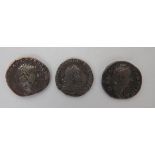 Three Silver Roman Coins consisting Trajan AD 98-117. Reverse with figure and camel ... Faustina