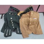 Small Selection of Scottish Uniforms consisting KOSB No 1, green dress doublet. High collar with