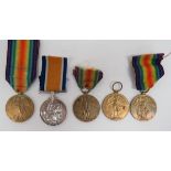 Small Selection of Various WW1 Infantry Medals consisting 3 x Victory medals named ‚'14785 Cpl E