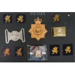 Small Selection of Wessex Badges including gilt brass QC Wessex Bandsman Home Service helmet