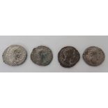 Four Silver Roman Coins consisting Elagabalus AD 218-222 . Reverse with figure ... Julia Mamaea