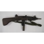 Deactivated U21 Sub Machine Gun 9 mm, 10 1/2 inch barrel. Pressed steel body and top cover. Top