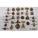 Varied Selection of Military Sweetheart Lapel Badges gilt and enamel badges including KC RFC ...