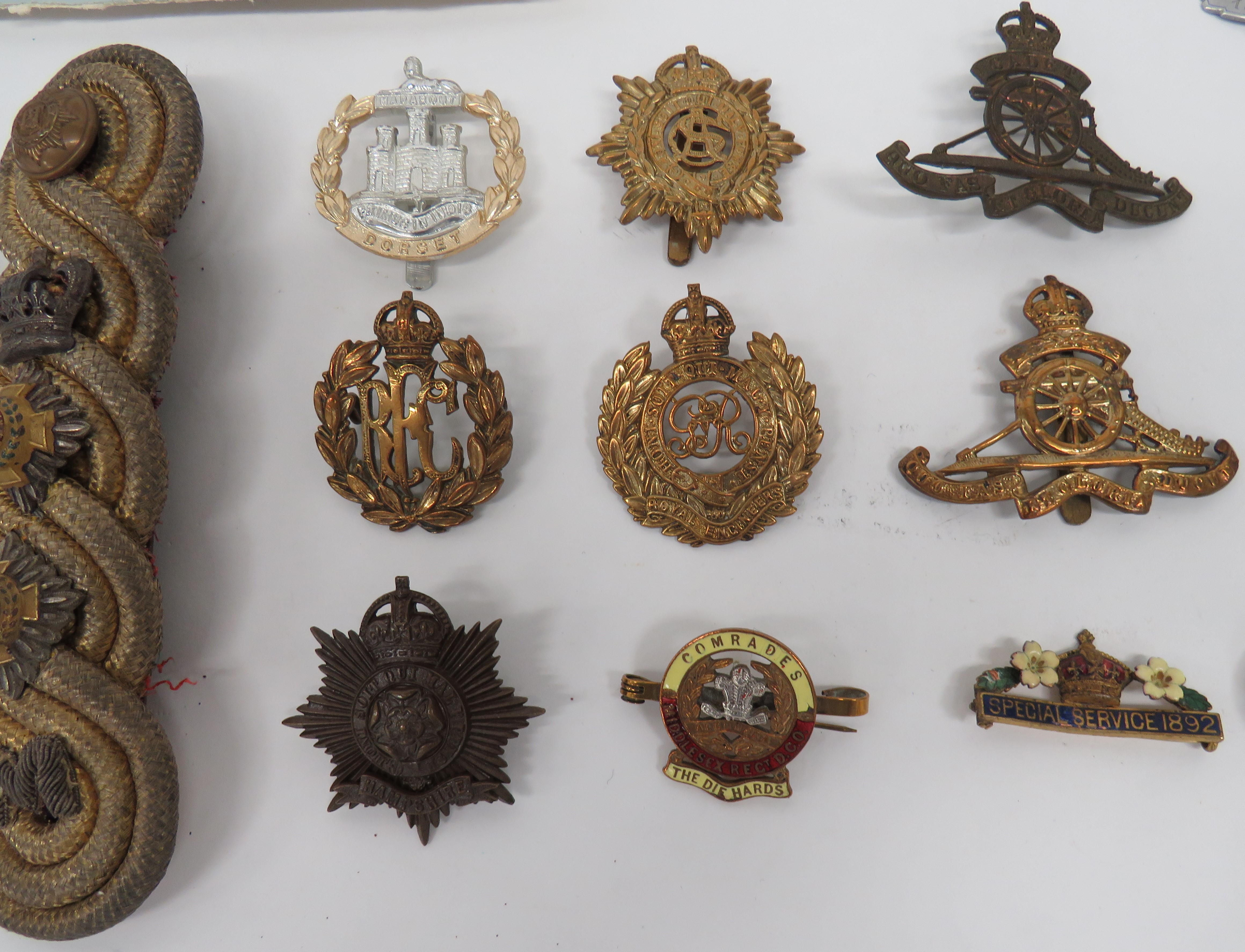 Selection of Various Cap and Collar Badges cap include brass, KC RFC ... Bronzed, KC Hampshire ( - Image 2 of 2