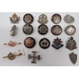 Selection of Military Sweetheart Badges Including Gold Examples including 9 ct. RNVR ... 9 ct. KC