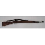 Deactivated WW2 German Mod 98 Mauser Rifle 7.92 mm, 23 3/4 inch barrel with front hooded sight. Rear