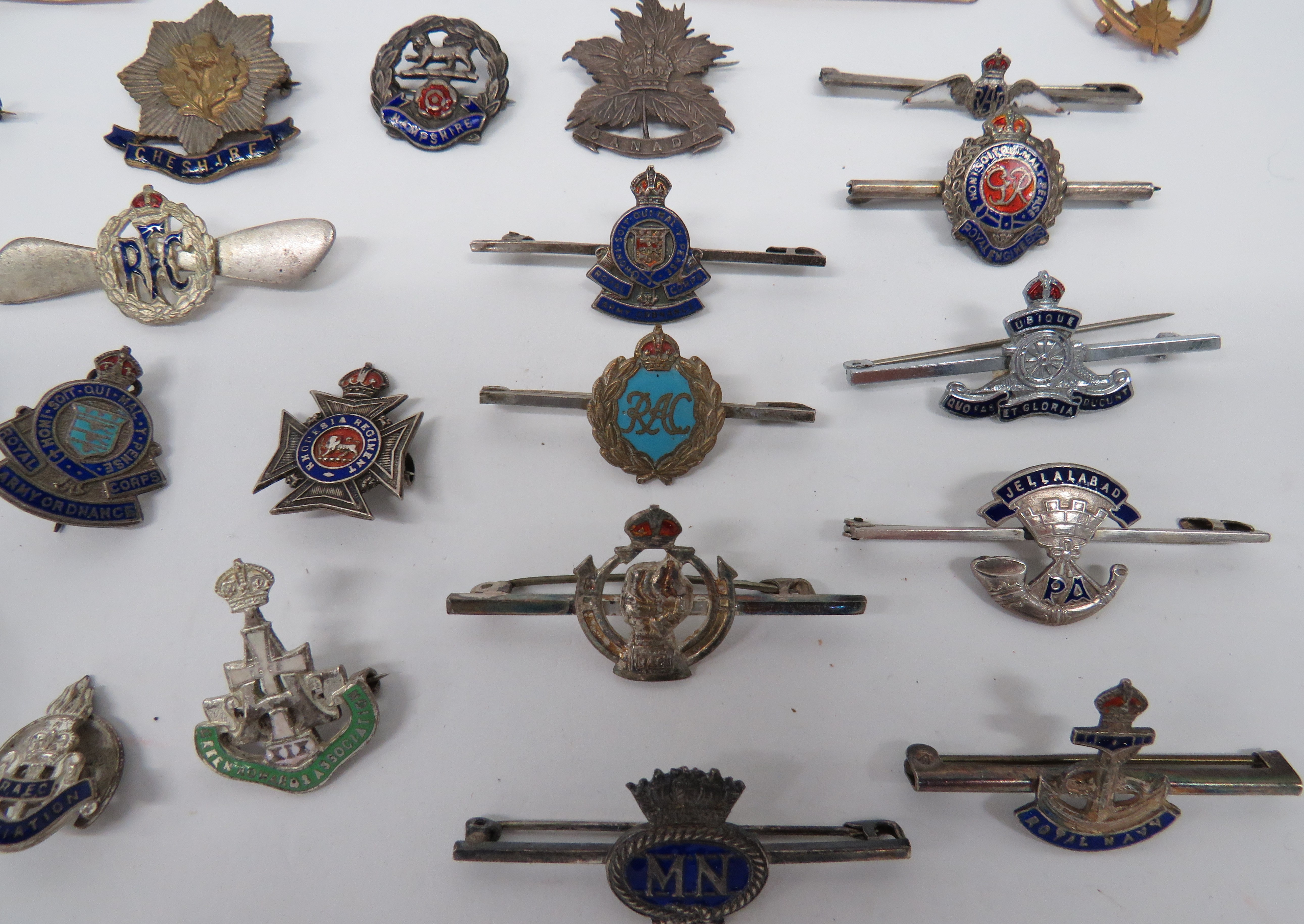 Selection of Various Military Sweetheart Badges including silvered KC Canada ... KC silvered and - Image 2 of 2