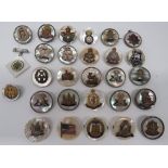 Selection of Military Sweetheart Lapel Badges consisting gilt and enamel badge on a mother of