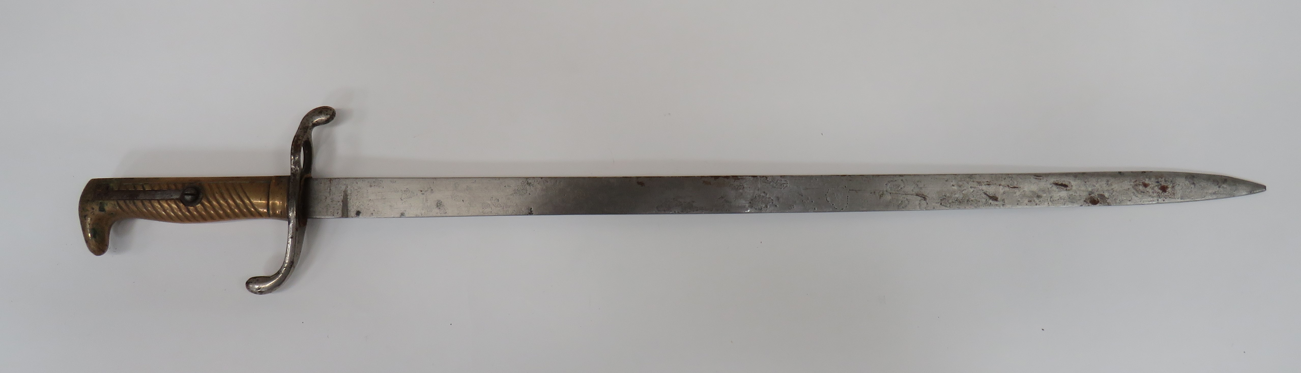 1871 Style Dress Bayonet With Etched Blade 19 1/2 inch, single edged blade. Traces of foliage etched