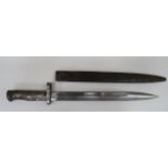 Imperial German Ersatz Bayonet 12 1/2 inch, single edged blade. Wide fuller. Back edge with