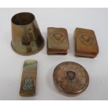 Small Selection of British Trench Art and ARP Items consisting brass shell head cover mounted with