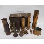 Quantity of Various Shell Cases and Fuzes including brass, 5 cwt. 1915 dated case ... Brass, 1902