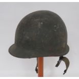 American WW2 Pattern Rear Seam Helmet green, rough texture, outer shell. Lower brim with rear