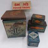 Good Selection of WW2/Post War Packaging consisting large tin ‚'Smiths Potato Crisps‚', 9 x 9 x 9