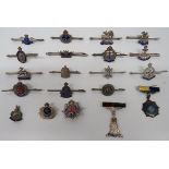 Varied Selection of Military Silver Sweetheart Lapel Badges silver and enamel include Royal