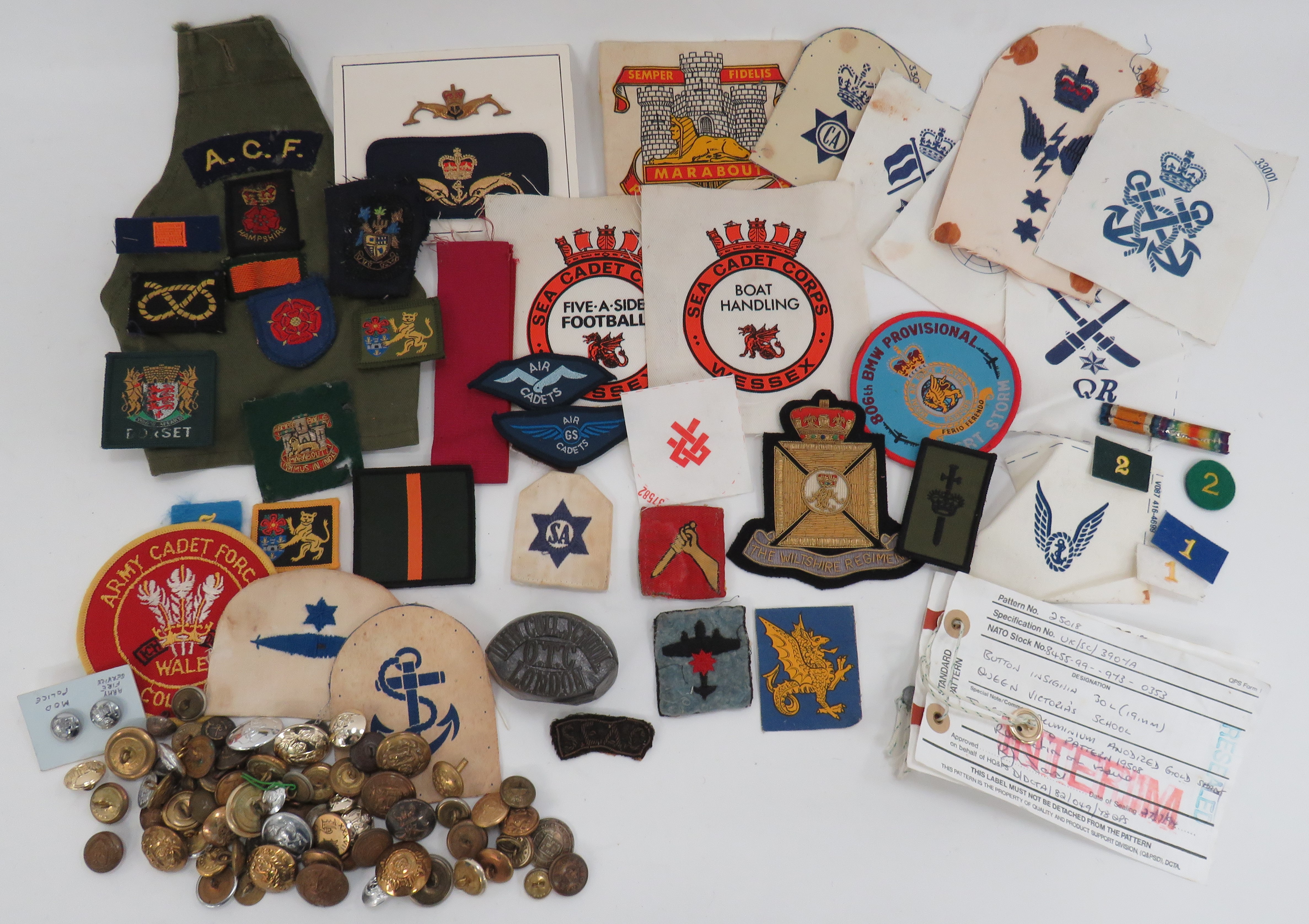 Small Selection of Various Cloth Badges including printed 19th Indian Div formation ... Embroidery