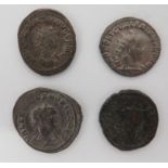 Four Various Roman Coins Including Silver Examples consisting Quietus AD 260 -261 ... 2 x Valerian