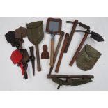 Quantity of Various Entrenching Tools consisting 9 x British pattern steel entrenching tool