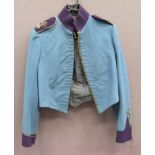 Westminster Dragoons Mess Jacket light blue melton, single breasted, short jacket. High purple