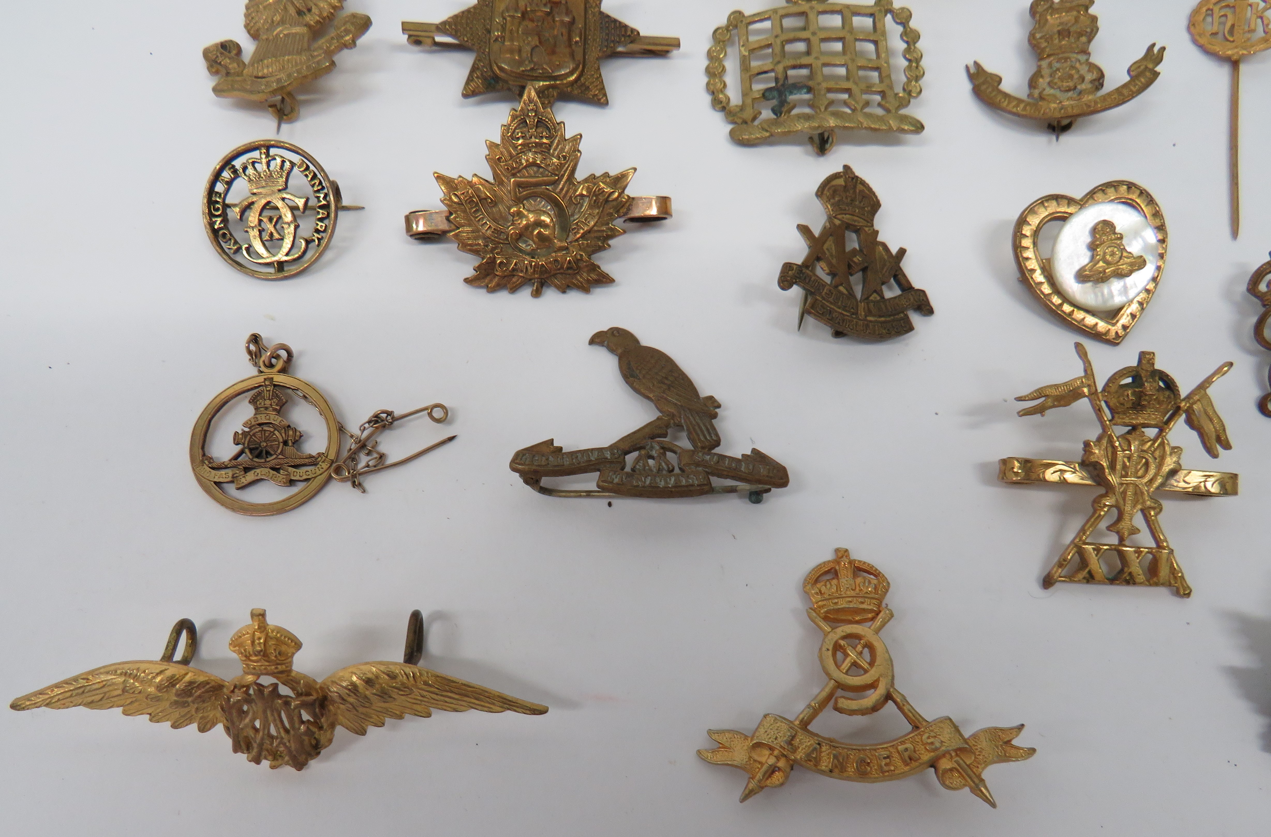 Various Selection of Military Sweetheart Lapel Badges gilt badges include Lothian and Border - Image 2 of 2