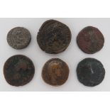 Six Various Roman Coins consisting Caracalla AD 198-217 ... Commodus AD 177-192 ... Crispina wife of