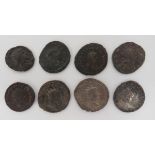 Eight Various Roman Coins Including Silver Examples consisting 2 x silver Volusian AD 251-253 ...