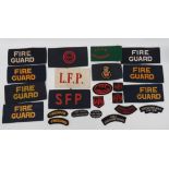 12 Home Front WW2 period arm bands and 11 titles EMERGENCY ROAD REPAIRS ... BRCS/ARP RESERVE ...