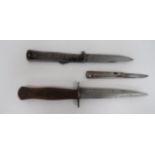 Imperial German Combat Trench Knife 5 3/4 inch, single edged blade with sharpened back edge point.