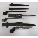 Selection of British Bayonets consisting No 9 MKI Bowie bladed bayonet, complete in its black