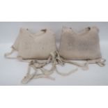 Two Merchant Navy Life Jackets white canvas front and rear kapok filled pads with joining shoulder