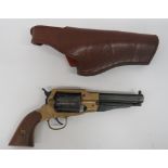 Deactivated Colt Style Modern Percussion Revolver .36 cal, 5 1/4 inch, blued octagonal barrel. Lower